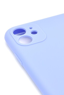 iPhone 11 Uyumlu Düz Renk Esnek Yumuşak Silikon Kılıf Rubber Açık Mor - 3