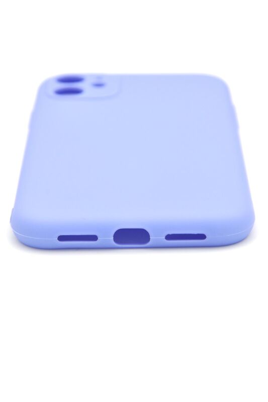iPhone 11 Uyumlu Düz Renk Esnek Yumuşak Silikon Kılıf Rubber Açık Mor - 4
