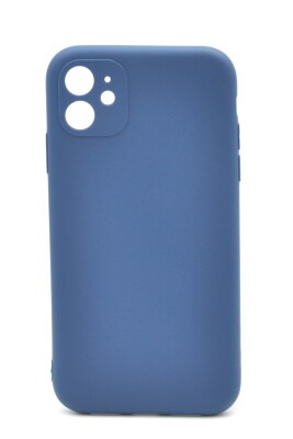 iPhone 11 Uyumlu Düz Renk Esnek Yumuşak Silikon Kılıf Rubber İndigo Mavi 