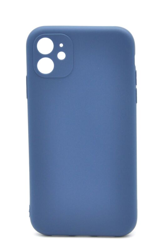 iPhone 11 Uyumlu Düz Renk Esnek Yumuşak Silikon Kılıf Rubber İndigo Mavi - 1
