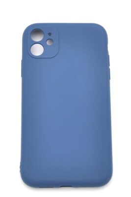 iPhone 11 Uyumlu Düz Renk Esnek Yumuşak Silikon Kılıf Rubber İndigo Mavi - 2