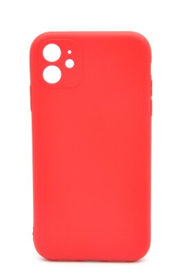 iPhone 11 Uyumlu Düz Renk Esnek Yumuşak Silikon Kılıf Rubber Kırmızı - 1