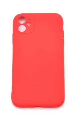 iPhone 11 Uyumlu Düz Renk Esnek Yumuşak Silikon Kılıf Rubber Kırmızı - 2