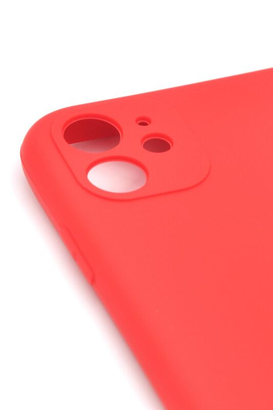 iPhone 11 Uyumlu Düz Renk Esnek Yumuşak Silikon Kılıf Rubber Kırmızı - 3