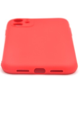 iPhone 11 Uyumlu Düz Renk Esnek Yumuşak Silikon Kılıf Rubber Kırmızı - 4