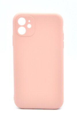 iPhone 11 Uyumlu Düz Renk Esnek Yumuşak Silikon Kılıf Rubber Pembe - 1