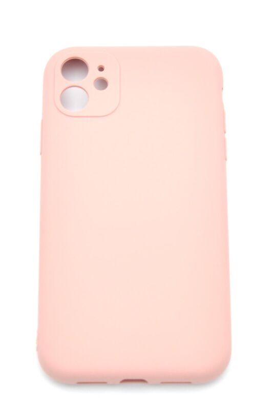 iPhone 11 Uyumlu Düz Renk Esnek Yumuşak Silikon Kılıf Rubber Pembe - 2