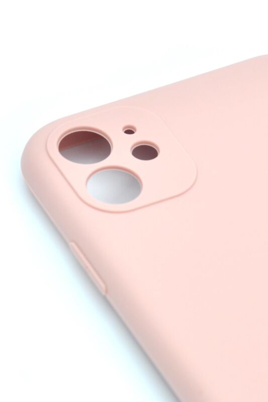 iPhone 11 Uyumlu Düz Renk Esnek Yumuşak Silikon Kılıf Rubber Pembe - 3