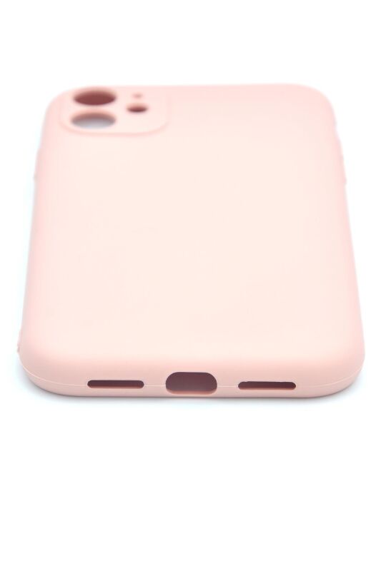 iPhone 11 Uyumlu Düz Renk Esnek Yumuşak Silikon Kılıf Rubber Pembe - 4