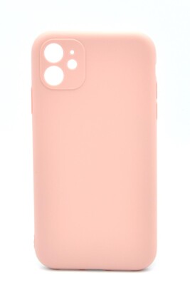 iPhone 11 Uyumlu Düz Renk Esnek Yumuşak Silikon Kılıf Rubber Pembe - 1