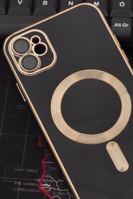 iPhone 11 Uyumlu MagSafe Özellikli Lens Korumalı Lazerli Renkli Kılıf Siyah - 2