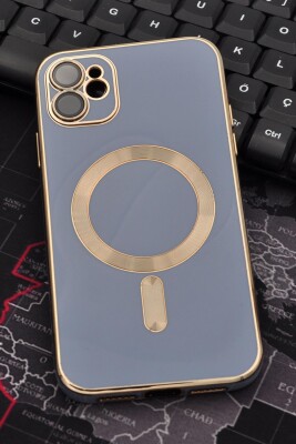 iPhone 11 Uyumlu MagSafe Özellikli Mavi Renkli Lens Korumalı Kılıf - 1