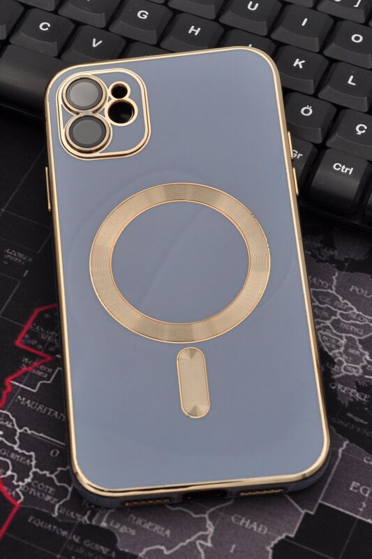 iPhone 11 Uyumlu MagSafe Özellikli Mavi Renkli Lens Korumalı Kılıf - 1