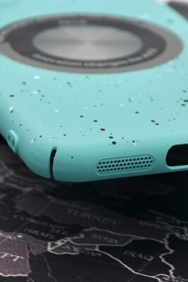 iPhone 11 Uyumlu Mint Yeşil Benekli Desenli İnce Sert Kapak Kılıf Kamera Lens Korumalı - 4