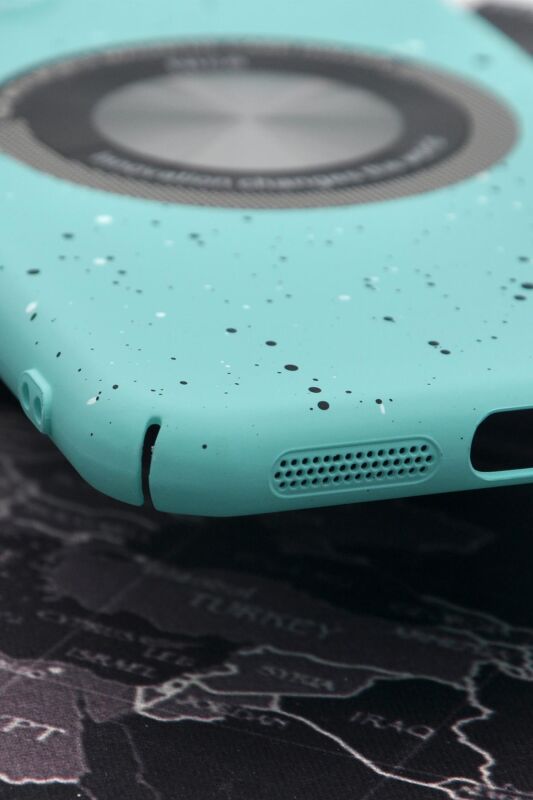 iPhone 11 Uyumlu Mint Yeşil Benekli Desenli İnce Sert Kapak Kılıf Kamera Lens Korumalı - 4