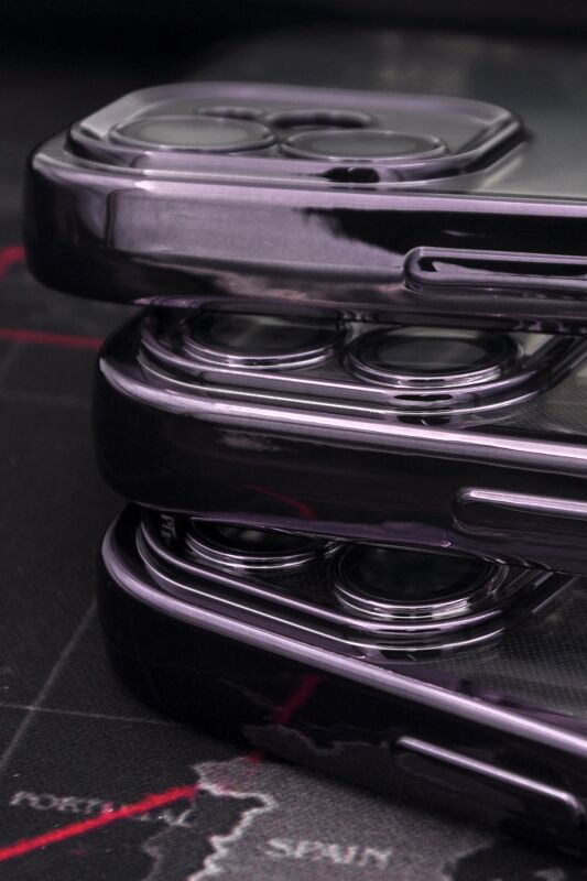 iPhone 11 Uyumlu Mor Renkli Kenarlı Lazerli Şeffaf Kılıf Lens Korumalı - 5