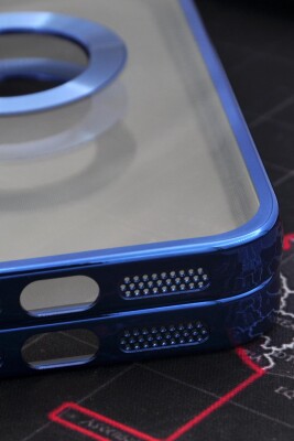iPhone 11 Uyumlu Saks Mavi Renkli Kenarlı Lazerli Şeffaf Kılıf Lens Korumalı - 4
