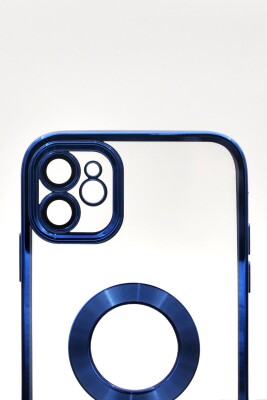 iPhone 11 Uyumlu Saks Mavi Renkli Kenarlı Lazerli Şeffaf Kılıf Lens Korumalı - 5