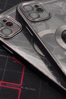 iPhone 11 Uyumlu Siyah Renkli Kenarlı Lazerli Şeffaf Kılıf Lens Korumalı - 2