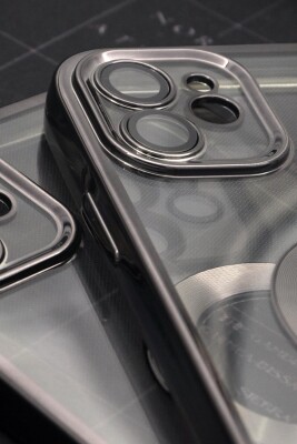 iPhone 11 Uyumlu Siyah Renkli Kenarlı Lazerli Şeffaf Kılıf Lens Korumalı - 3