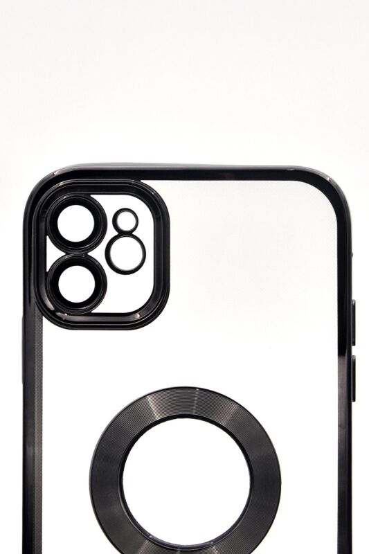 iPhone 11 Uyumlu Siyah Renkli Kenarlı Lazerli Şeffaf Kılıf Lens Korumalı - 5