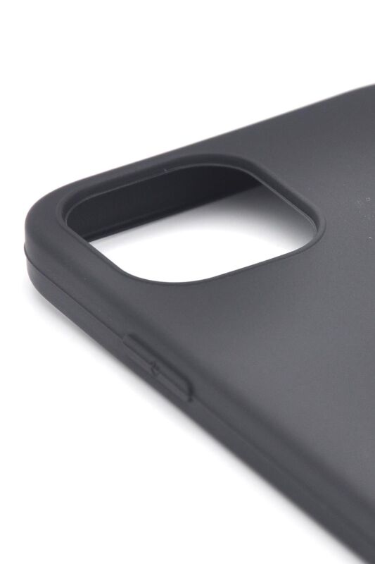 iPhone 12 Pro Max Uyumlu Düz Renk Esnek Yumuşak Silikon Kılıf Rubber Siyah - 3