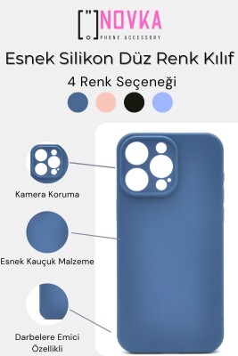 iPhone 12 Pro Uyumlu Düz Renk Esnek Yumuşak Silikon Kılıf Rubber Açık Mor - 5