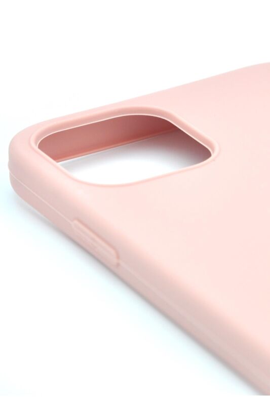 iPhone 12 Pro Uyumlu Düz Renk Esnek Yumuşak Silikon Kılıf Rubber Pembe - 3