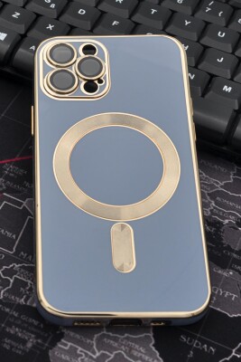 iPhone 12 Pro Uyumlu MagSafe Özellikli Lens Korumalı Renkli Kılıf Mavi - 1