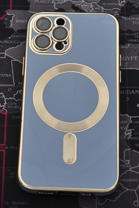 iPhone 12 Pro Uyumlu MagSafe Özellikli Lens Korumalı Renkli Kılıf Mavi - 7