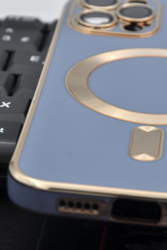 iPhone 12 Pro Uyumlu MagSafe Özellikli Lens Korumalı Renkli Kılıf Mavi - 6