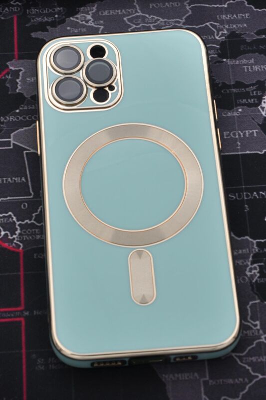 iPhone 12 Pro Uyumlu MagSafe Özellikli Lens Korumalı Renkli Kılıf Mint Yeşili - 2