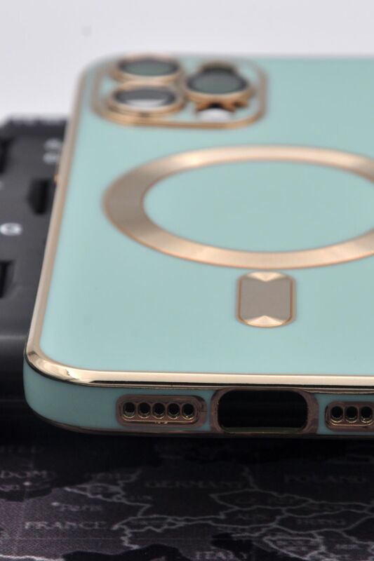 iPhone 12 Pro Uyumlu MagSafe Özellikli Lens Korumalı Renkli Kılıf Mint Yeşili - 4