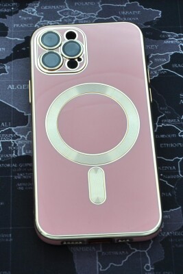 iPhone 12 Pro Uyumlu MagSafe Özellikli Lens Korumalı Lazerli Renkli Kılıf Pembe - 2