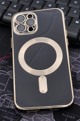 iPhone 12 Pro Uyumlu MagSafe Özellikli Lens Korumalı Renkli Kılıf Siyah - 1