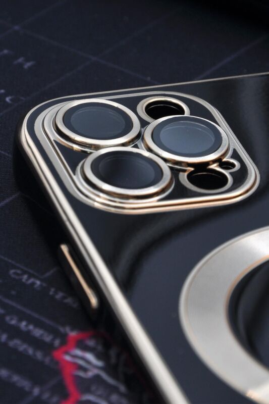 iPhone 12 Pro Uyumlu MagSafe Özellikli Lens Korumalı Renkli Kılıf Siyah - 3