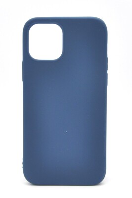 iPhone 12 Uyumlu Düz Renk Esnek Yumuşak Silikon Kılıf Rubber İndigo Mavi 