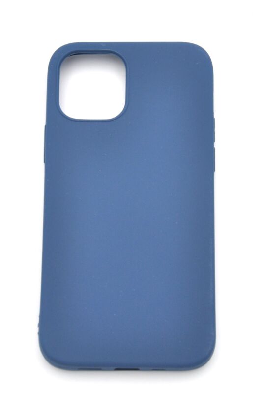 iPhone 12 Uyumlu Düz Renk Esnek Yumuşak Silikon Kılıf Rubber İndigo Mavi - 2