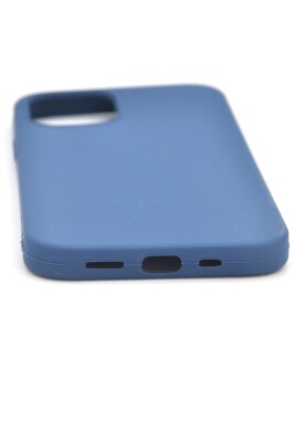 iPhone 12 Uyumlu Düz Renk Esnek Yumuşak Silikon Kılıf Rubber İndigo Mavi - 4
