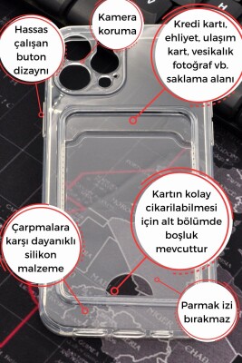 iPhone 12 Uyumlu Kredi Kartlıklı Şeffaf Kılıf Kamera Korumalı - 2