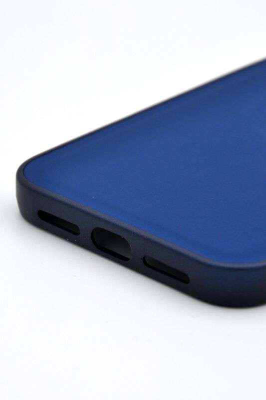iPhone 13 Pro Max Uyumlu Deri Görünümlü Sert Kapak Kılıf Lacivert - 5