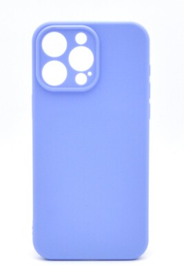 iPhone 13 Pro Max Uyumlu Düz Renk Esnek Yumuşak Silikon Kılıf Rubber Açık Mor - 1
