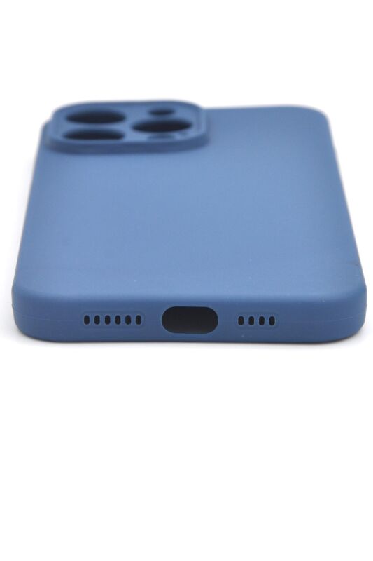 iPhone 13 Pro Max Uyumlu Düz Renk Esnek Yumuşak Silikon Kılıf Rubber İndigo Mavi - 4
