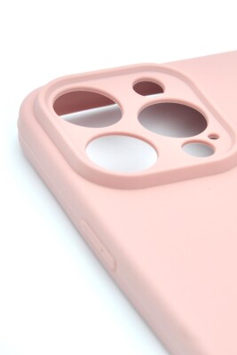 iPhone 13 Pro Max Uyumlu Düz Renk Esnek Yumuşak Silikon Kılıf Rubber Pudra Pembe - 3