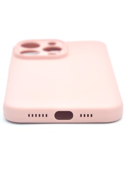 iPhone 13 Pro Max Uyumlu Düz Renk Esnek Yumuşak Silikon Kılıf Rubber Pudra Pembe - 4