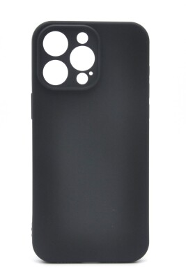iPhone 13 Pro Max Uyumlu Düz Renk Esnek Yumuşak Silikon Kılıf Rubber Siyah - 1