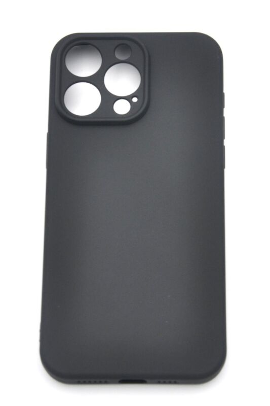 iPhone 13 Pro Max Uyumlu Düz Renk Esnek Yumuşak Silikon Kılıf Rubber Siyah - 2
