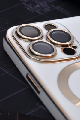 iPhone 13 Pro Max Uyumlu MagSafe Özellikli Lens Korumalı Lazerli Renkli Kılıf Krem - 3