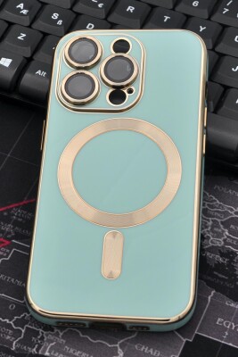 iPhone 13 Pro Max Uyumlu MagSafe Özellikli Lens Korumalı Lazerli Renkli Kılıf Mint Yeşili - 2