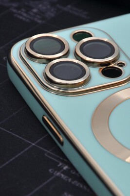 iPhone 13 Pro Max Uyumlu MagSafe Özellikli Lens Korumalı Lazerli Renkli Kılıf Mint Yeşili - 3